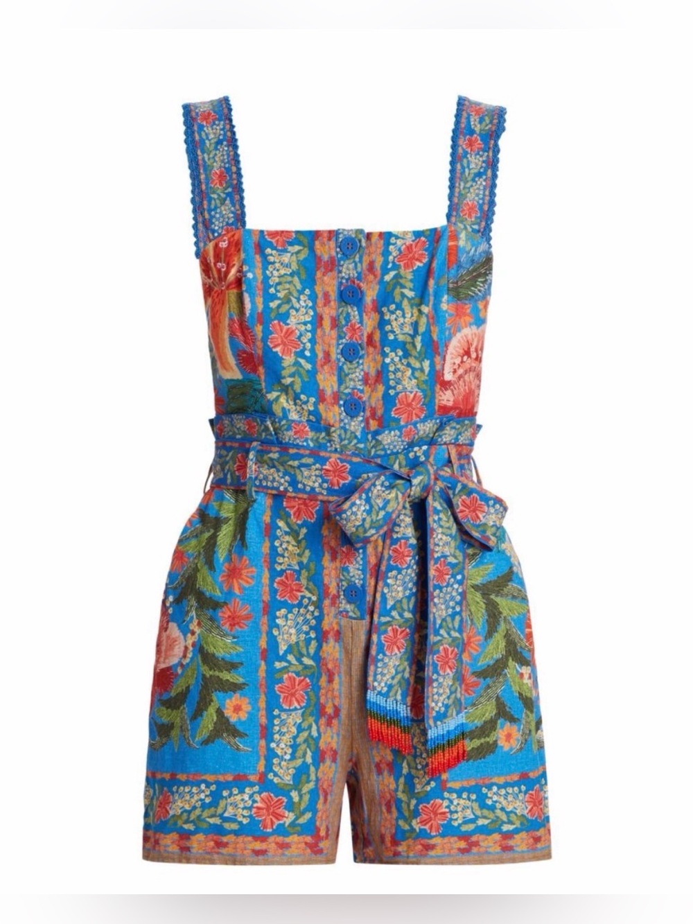 FARM Rio Stitched Garden Blue Romper NEVER WORN - Picture 1 of 9